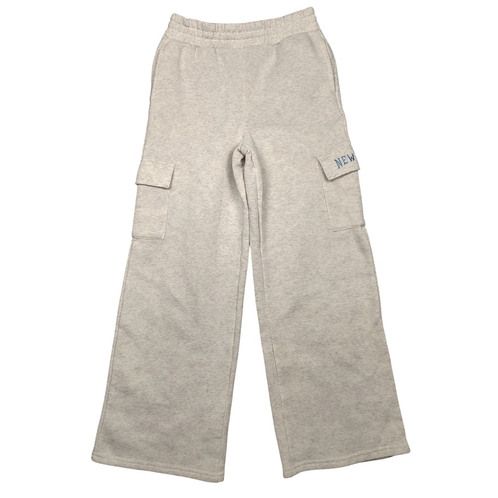 Violet Skye Cargo Sweatpants Girls L 10/12 Oatmeal New York‎ Wide Leg Fleece